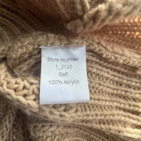 MIA JOY Chunky Knit Cropped Sweater Girls 6 Tan Brown Oversized Crop Joyfolie - Picture 7 of 7